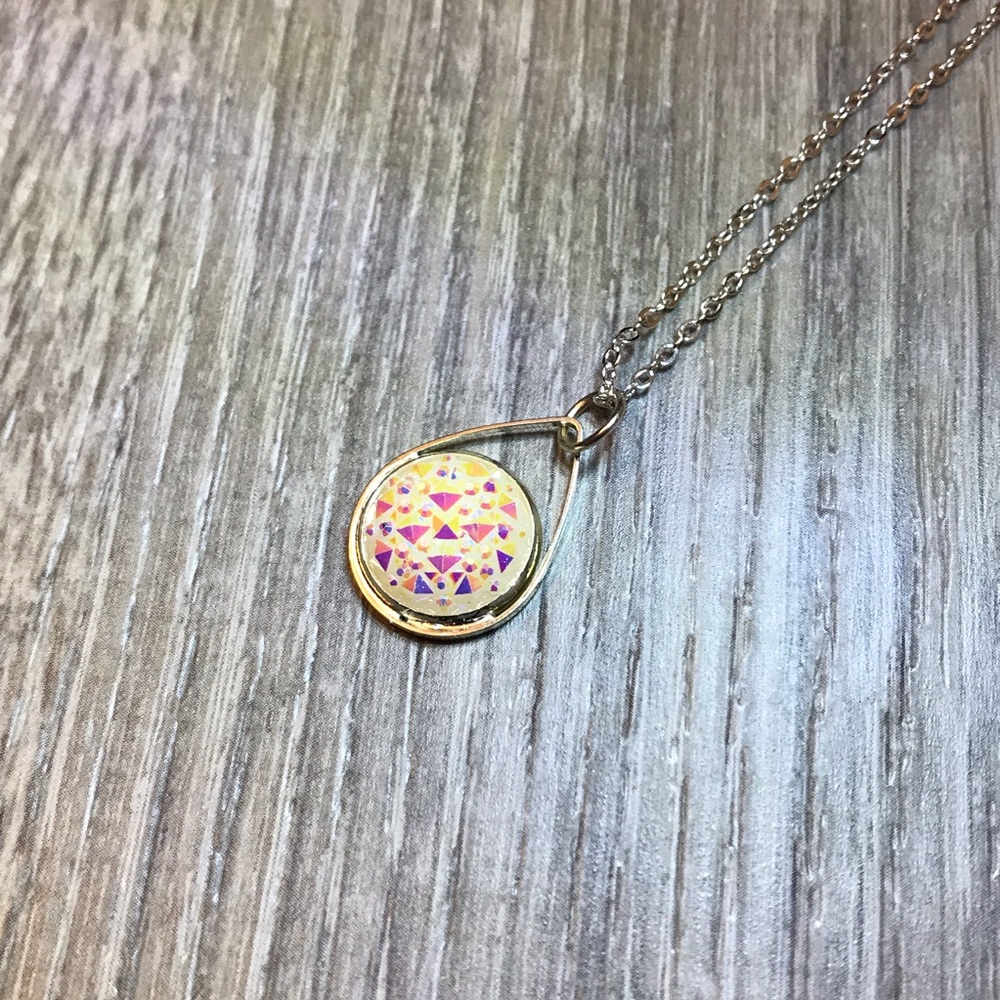 White Iridescent Prism w/Silver TeardropNecklace